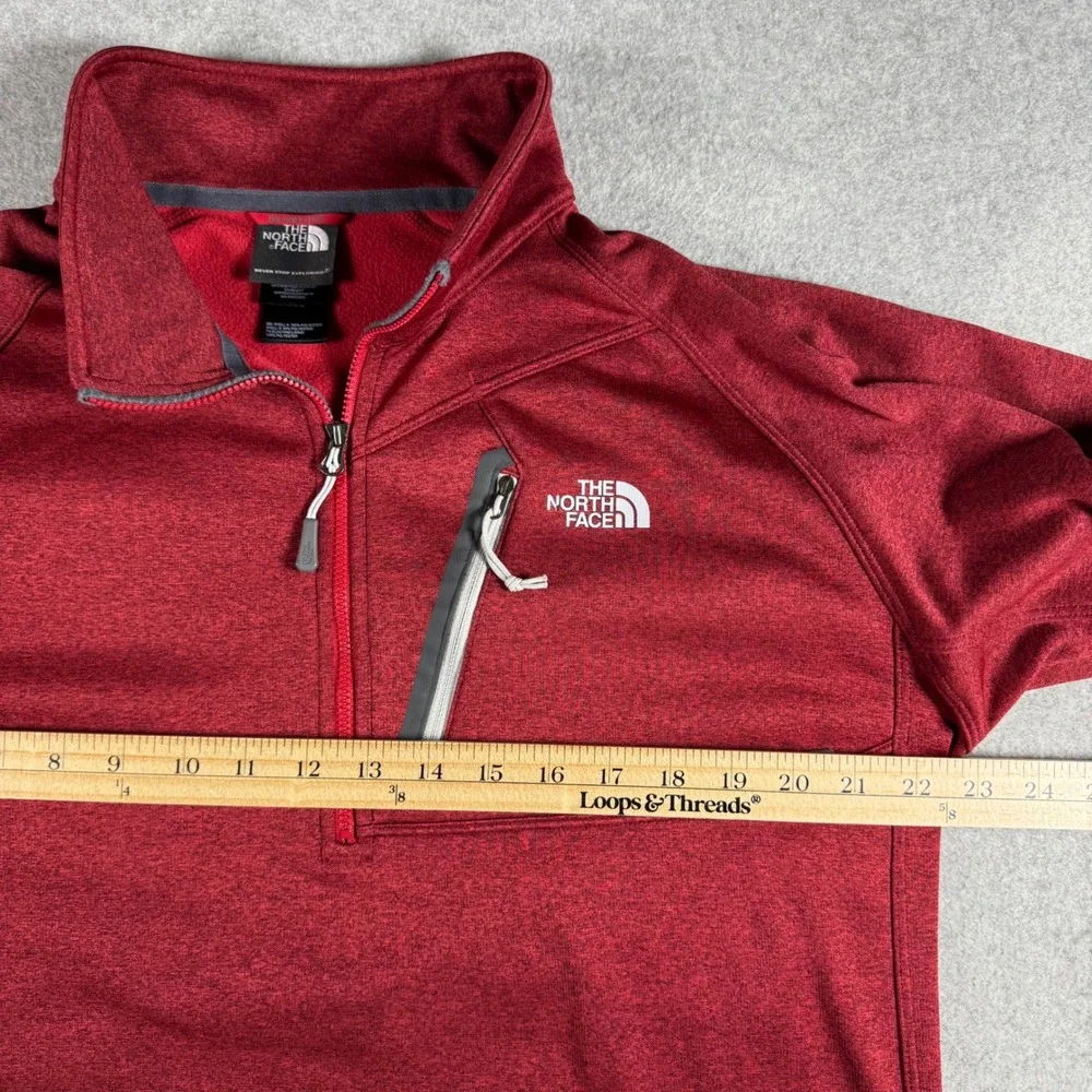 The North Face Pullover Mens L Red Quarter Zip Fleece Chest Pocket Activewear